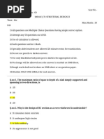 Q.no 1. The Maximum Ratio of Span To Depth of A Slab Simply Supported and Spanning in Two Directions, Is