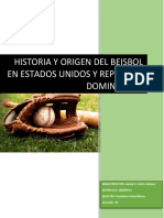 Historia y Origen Del Beisbol en Estados Unidos y Republica Dominicana (Unidad 1)