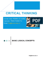 Critical Thinking: Course Code: PE008IU (3 Credits) Instructor: TRAN THANH TU Email