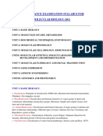 Ph.D. Entrance Examination Syllabus For Molecular Biology-2011