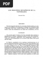 Los Principios Metafisicos de La Naturaleza Autor Ignacio Guiu