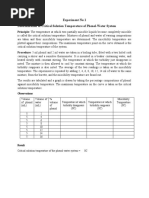 Experiment No:1 Determination of Critical Solution Temperature of Phenol-Water System