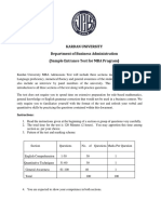 Kardan University Department of Business Administration (Sample Entrance Test For MBA Program)