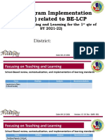 PIR (Program Implementation Review) Related To BE-LCP: District