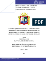 Tesis Factores Que Interveinen en La Adherencia de La Suplementacion Con Micronutrinetes