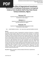 Exploring The Effect of Organizational Commitment Dimensions On Employees Performance: An Empirical Evidence From Academic Staff of Oyo State Owned Tertiary Institutions, Nigeria