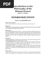 Introduction To The Philosophy of The Human Person Intersubjectivity