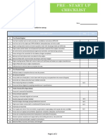 Pre - Start Up Checklist: S.No. Description