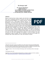 The Strategic Audit Dr. Jacques Saint-Pierre Adjunct Professor Department of Finance, Insurance and Real Estate School of Business Administration Laval University, QC, Canada, G1K 7P4