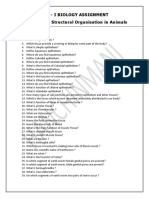 Puc - I Biology Assignment Chapter - 7: Structural Organisation in Animals