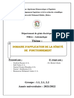 Domaine D'application de La Sureté de Fonctionnement