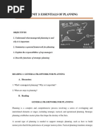 Unit 3: Essentials of Planning: Objectives