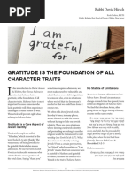 Gratitude Is The Foundation of All Character Traits: Rabbi Dovid Hirsch