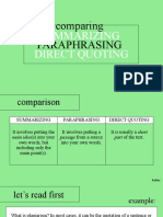 Paraphrasing Comparing: Summarizing Direct Quoting