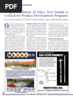 Proper Validation of Filter Test Stands Is Critical For Product Development Programs