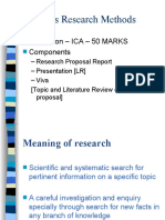 Business Research Methods: Evaluation - ICA - 50 MARKS Components