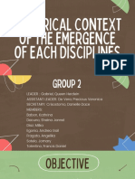 Historical Context of The Emergence of Each Disciplines