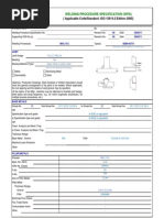 Welding Procedure Specification (WPS) : (Applicable Code/Standard: ISO 15614-2 Edition 2005)