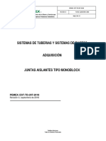 PEMEX-EST-TD-297-2018 Rev 0 SISTEMAS DE TUBERIAS Y SISTEMA DE DUCTOS - ADQUISICION - JUNTAS AISLANTES TIPO MONOBLOCK