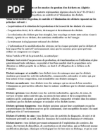 Les Instruments Et Les Modes de Gestion Des Déchets en Algérie