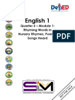 ENGLISH GRADE 1 QUARTER 3 MODULE 1 Rhyming Words in Nursery Rhymes Poems Songs Heard