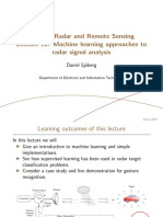 EITN90 Radar and Remote Sensing Lecture 10: Machine Learning Approaches To Radar Signal Analysis