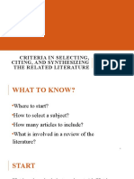 Chapter 4 Lesson 2 - Criteria in Selecting, Citing, and Synthesizing The Related Literature