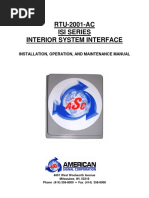 RTU-2001-AC Isi Series Interior System Interface: Installation, Operation, and Maintenance Manual