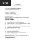 Perfil de Puesto, Supervisor de Operaciones