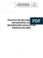 Politica de Inclusion de Estudiantes NEE