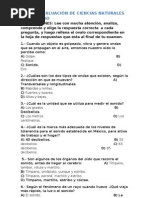 Cuarta Evaluación de Ciencias Naturales 5