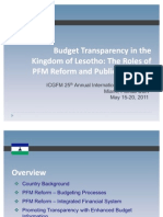 Budget Transparency in The Kingdom of Lesotho: The Roles of PFM Reform and Public Outreach