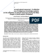 Traditional Religion and Natural Resources' - A Reflection On The Significance of Indigenous Knowledge Systems On The Utilisation of Natural Resources Among The Ndau People in South-Eastern Zimbabwe