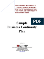 Sample New Business Example Continuity Plan