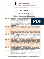 Syllabus: B.B.A. Iii Sem Subject - Operations Management