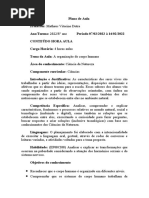 Plano de Aula 8° Ano A Organização Do Corpo Humano