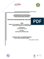 Reporte de Investigación, Sobre Los Elementos de Retribución y Los Factores Que Influyen en Su Determinación