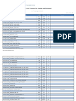 List of Common Use Supplies and Equipment