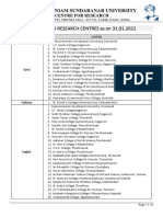 Recognized Research Centres As On 31.01.2022: Manonmaniam Sundaranar University