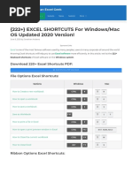 (222+) EXCEL SHORTCUTS For Windows/Mac OS Updated 2020 Version!