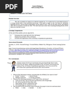 General Biology 1 Self-Learning Packet Preliminaries Module #2-Events in The Cell Theory