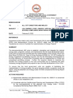 Memorandum - LGU Energy CodeEnergy Virtual One Stop-Shop Compliance Monitoring Report