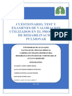 Tema #7 Cuestionarios, Test y Examenes de Valoracion Utilizados en El Programa de Rehabilitacion Pulmonar