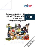 Science Activity Sheet Quarter 3 - Melc 3 Week 4-5: Characteristics of Light, Sound and Heat