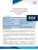 Syllabus Del Curso Formulación y Evaluación de Proyectos de Ingeniería