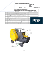 Checklist For Equipment Inspection Bar Cutting Machine