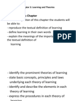 Objectives of This Chapter: Chapter 3: Learning and Theories