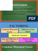 Lesson 1.1 - FACTORING POLYNOMIAL WITH GREATEST COMMON MONOMIAL FACTOR, DIFFERENCE OF TWO SQUARE AND SUM AND DIFFERENCE OF TWO CUBES