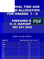 Time and Period Allocation For Grades 7 - 9