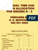 Time and Period Allocation For Grades R - 3